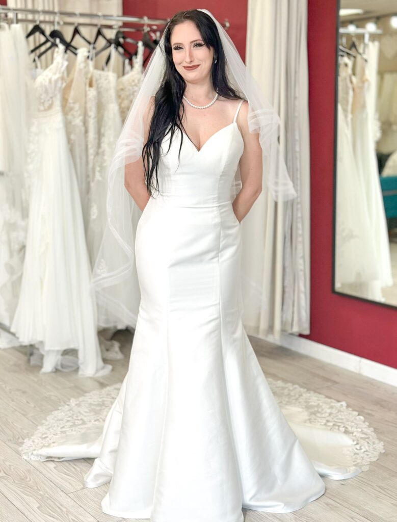 satin fit and flare wedding dress whittier california