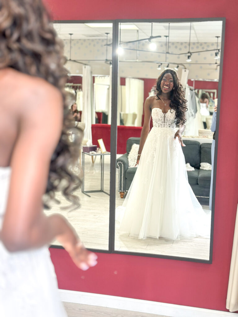 bride wedding dress shopping in los angeles california bridal store