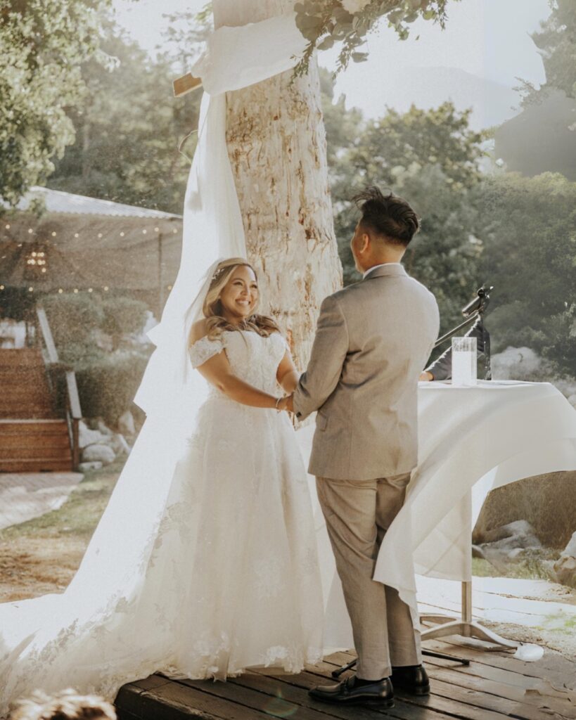 bride wearing wedding dress