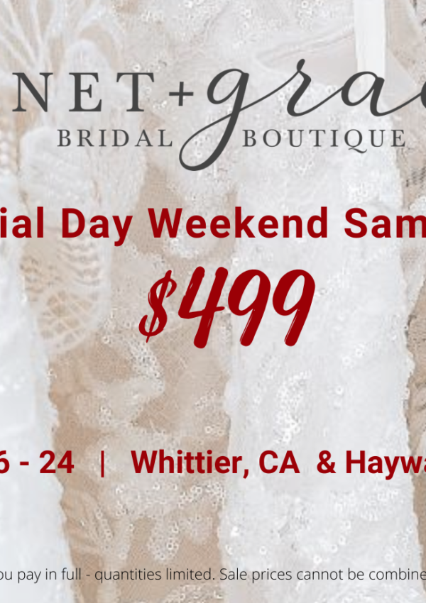 Memorial Day Wedding Dress Sample Sale