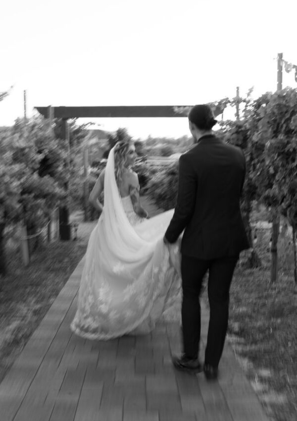 bride wearing off the rack wedding dress los angeles california