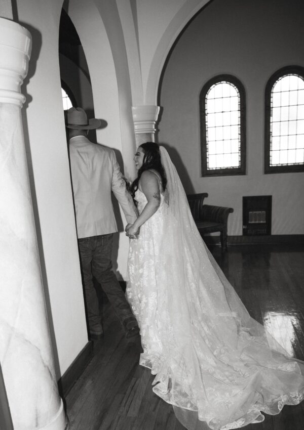 bride wearing off the rack wedding dress california bridal shop